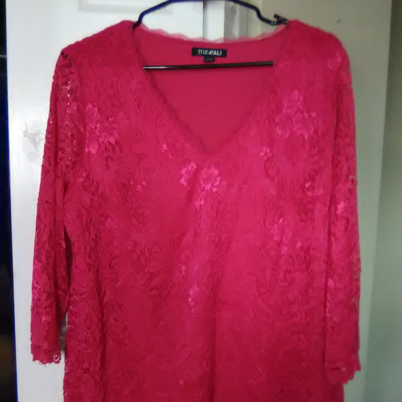 Roz & Ali Tops - gorgeous pink lace blouse
